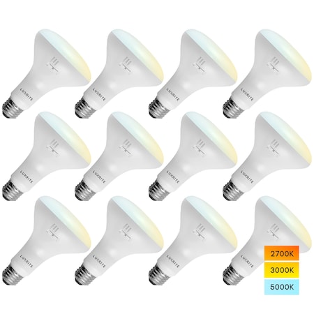 Luxrite BR30 LED Light Bulbs 9W (65W Equivalent) 850LM Dimmable E26 Base 12-Pack LR31857-12PK